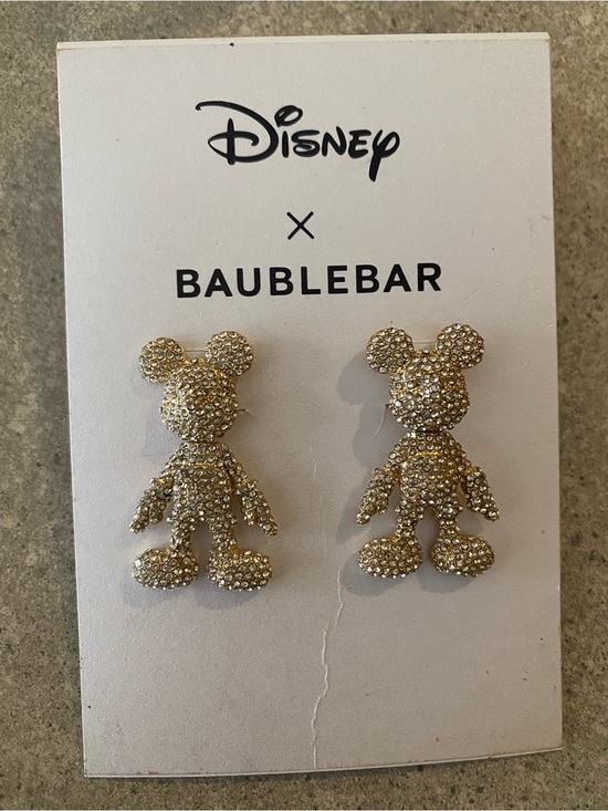 BaubleBar Jewelry - BaubleBar Gold Crystal Mickey Silhouette Stud Earrings